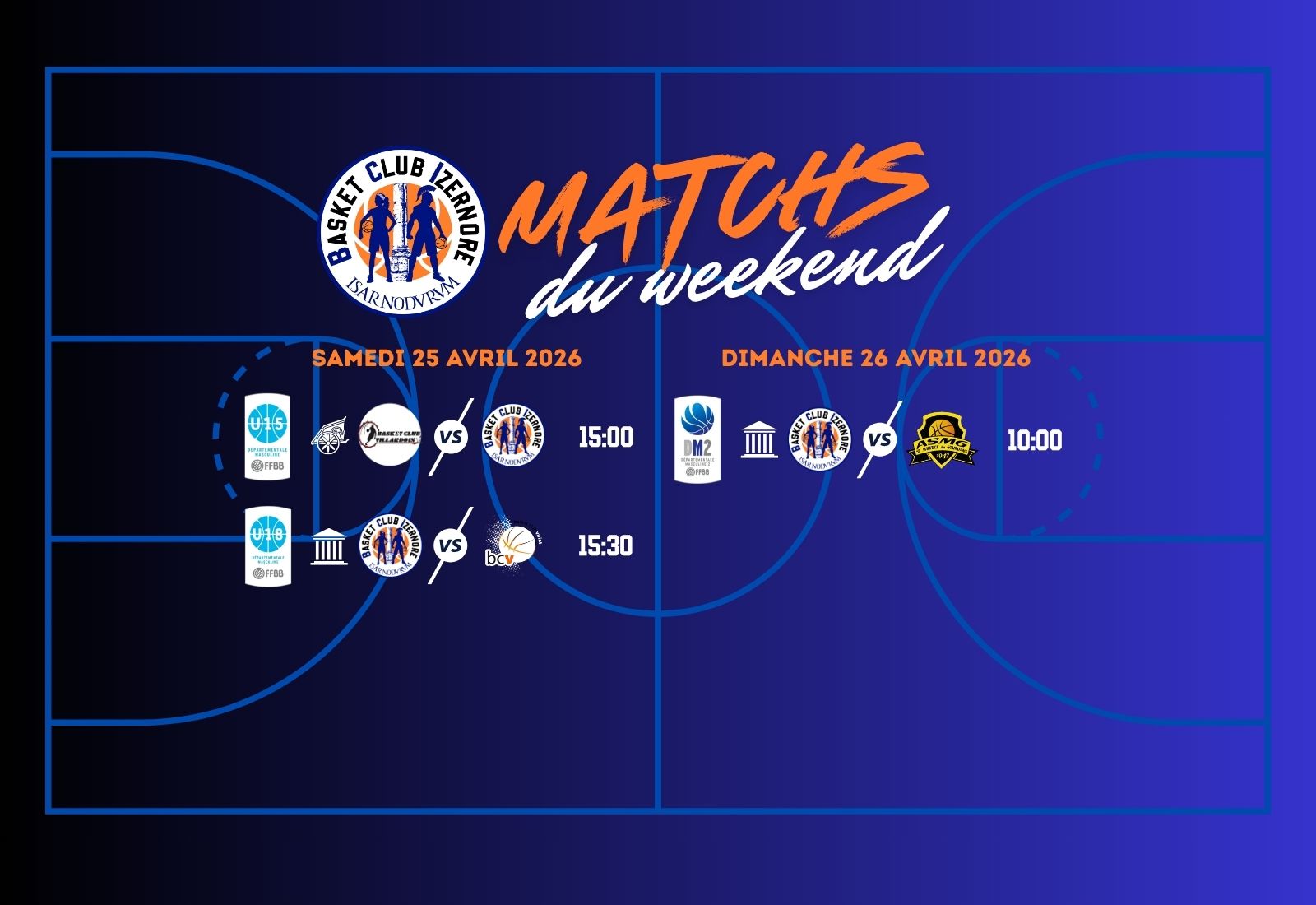 ⛹️Matchs des 25 et 26/04/2026